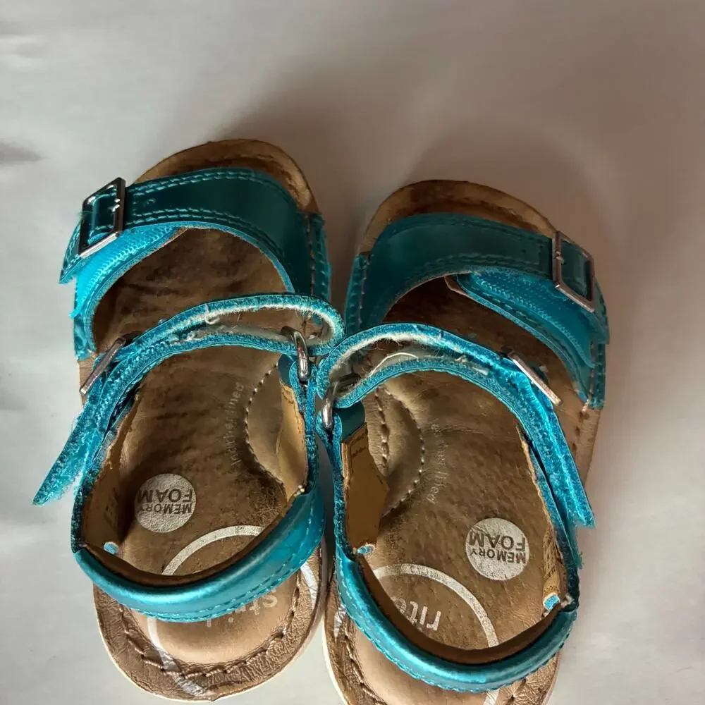 Stride Rite Kingsley Toddler Girls Sandals US 5M Aqua Shimmer Adjustable Strap
